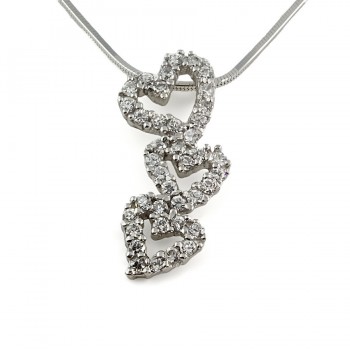 9ct White Gold Diamond Heart Pendant with Chain